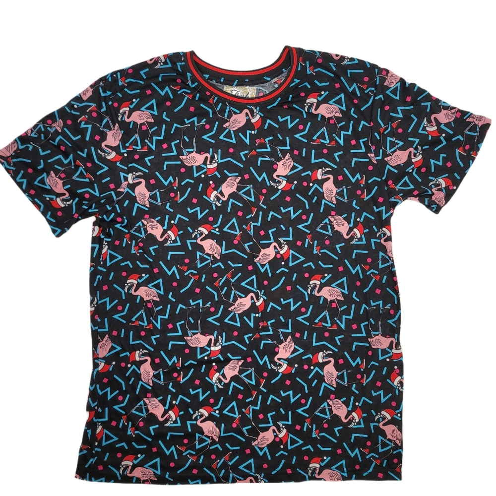 Fresh prints of Belleair flamingo chritmas 80s 90s style tee shirt size large.
